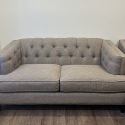 Loveseat and chair with ottoman