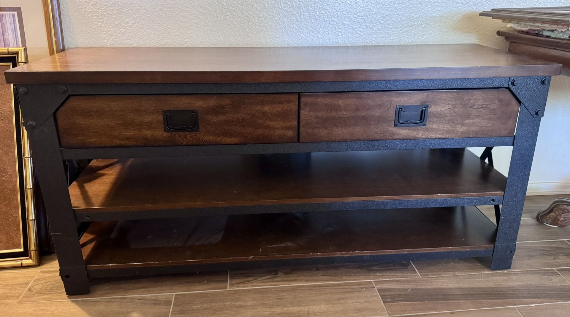 Industrial Wood & Metal Console Table / TV Stand 💰 $90