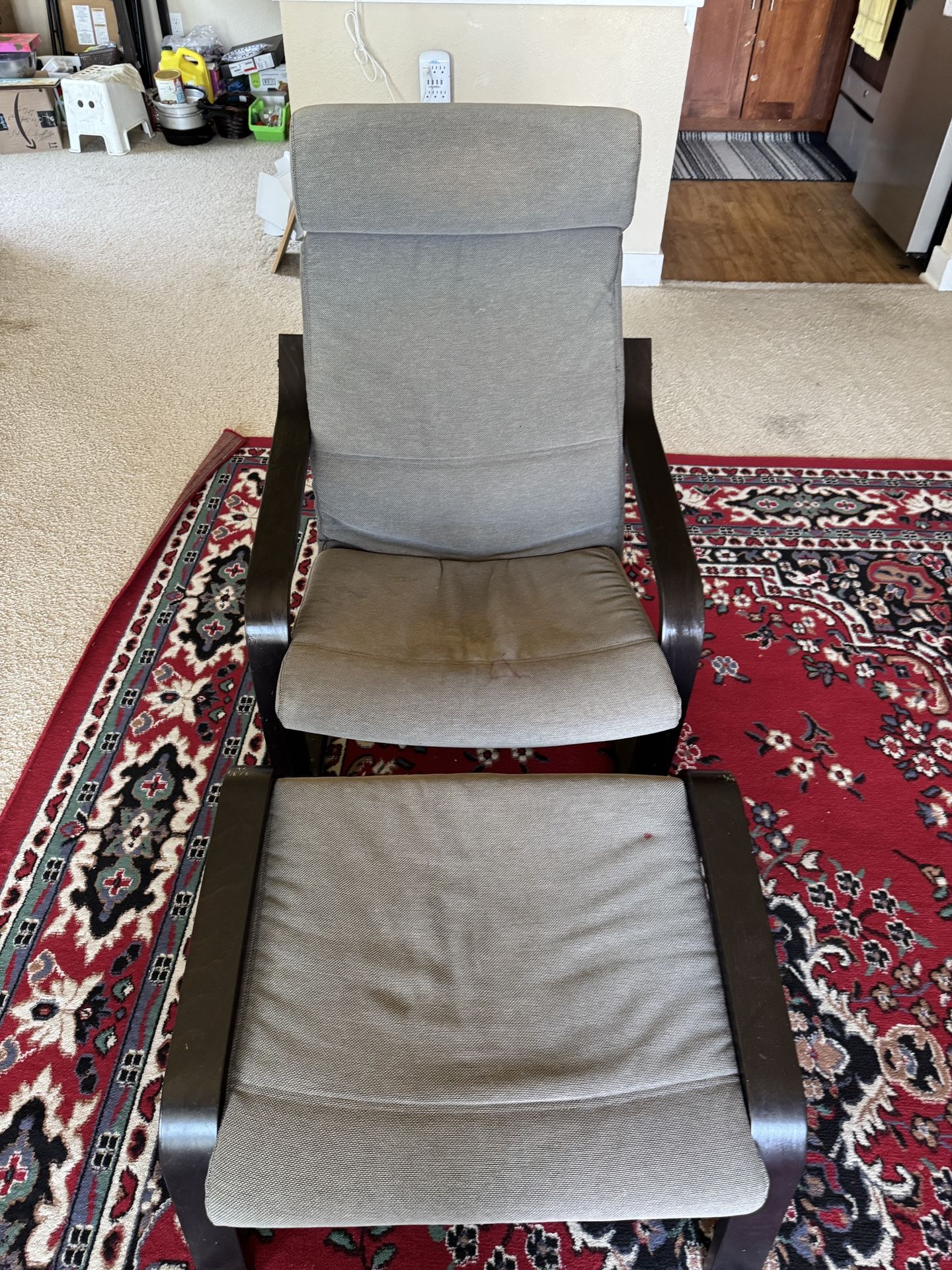 IKEA poang arm chair n foot stool