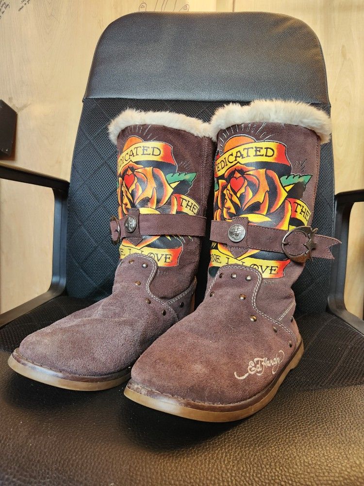 Ed Hardy Women's Fur Boots 