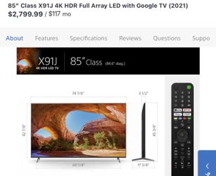 Sony TV 85 Inches X91J