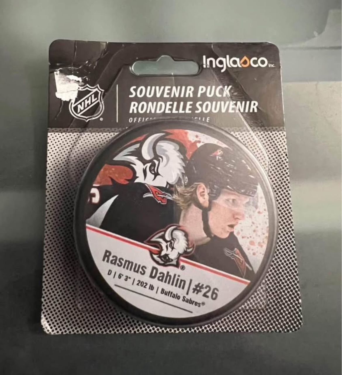 Buffalo Sabres Rasmus Dahlin GOAT Head Puck 