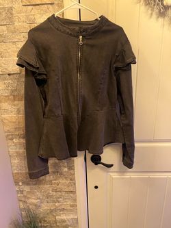 Black Ruffle Denim Jacket