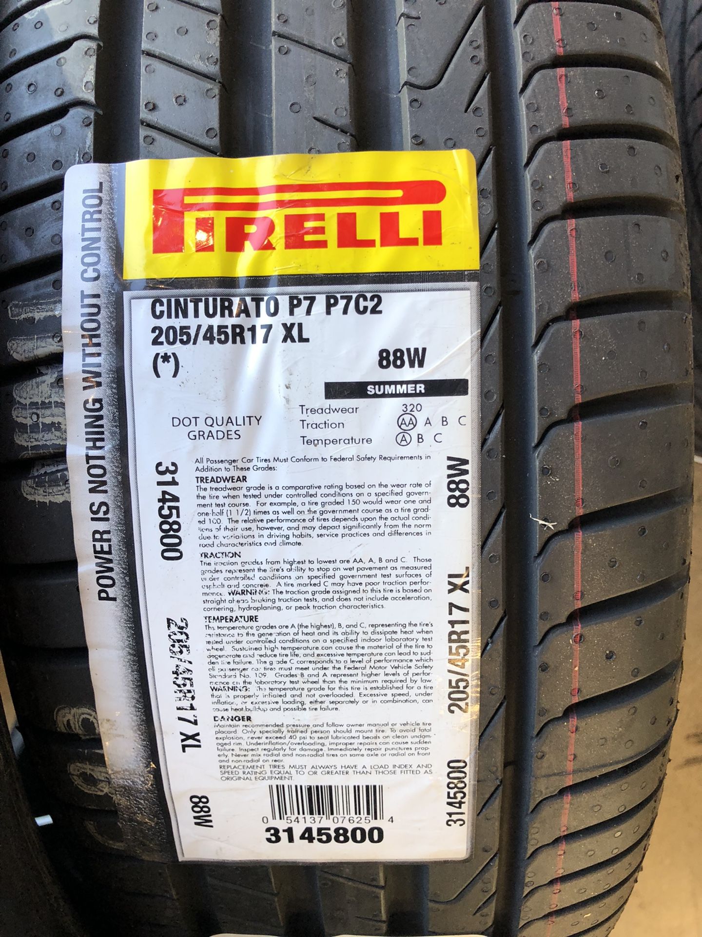 Pirelli 205-45-17 (4) Brand New