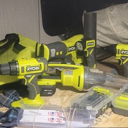 8 Pc Tool Set Ryobi +15 Sawzall Blades+46 Pc Bit Set +30pc Tit Drill Bit Set +bag