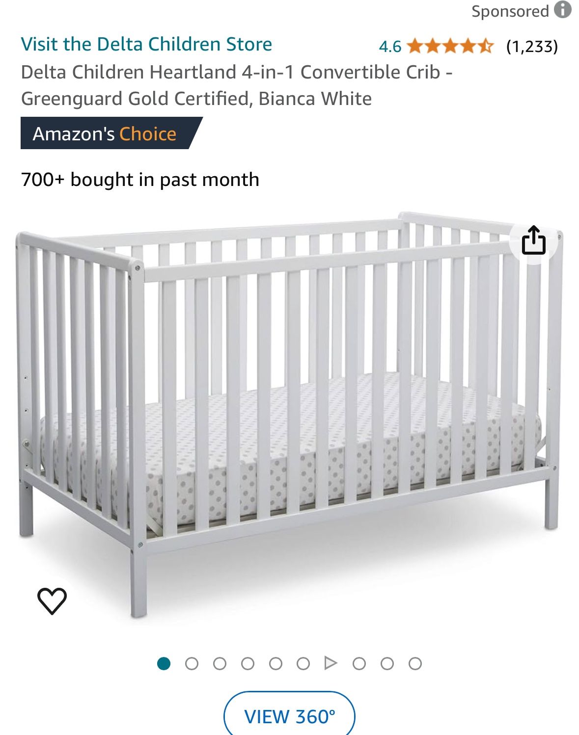 Delta 4 In 1 Crib With Matress 