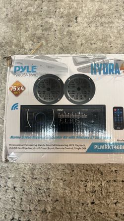 Single din marine Bluetooth receiver w/spkrs