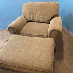 Corduroy Armchair And Ottoman 