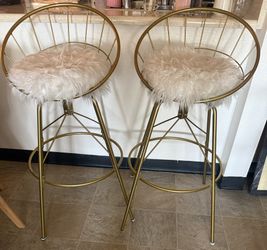 Gold and White Bar Stool Chairs