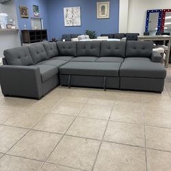 New Dark Gray Sectional Sofa Couch Sleeper 