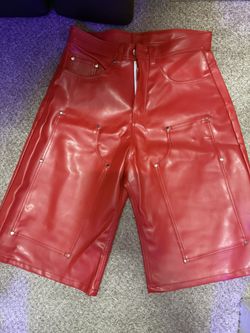 LoneChryst Red Leather Shorts