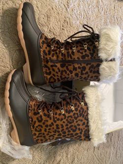 Leopard Print Duck Boots