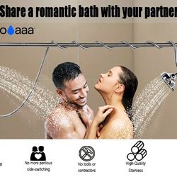 Double Shower Head, Dual Shower Head for Couples, High Pressure and Adjustable Tandem Shower Head System for Two People