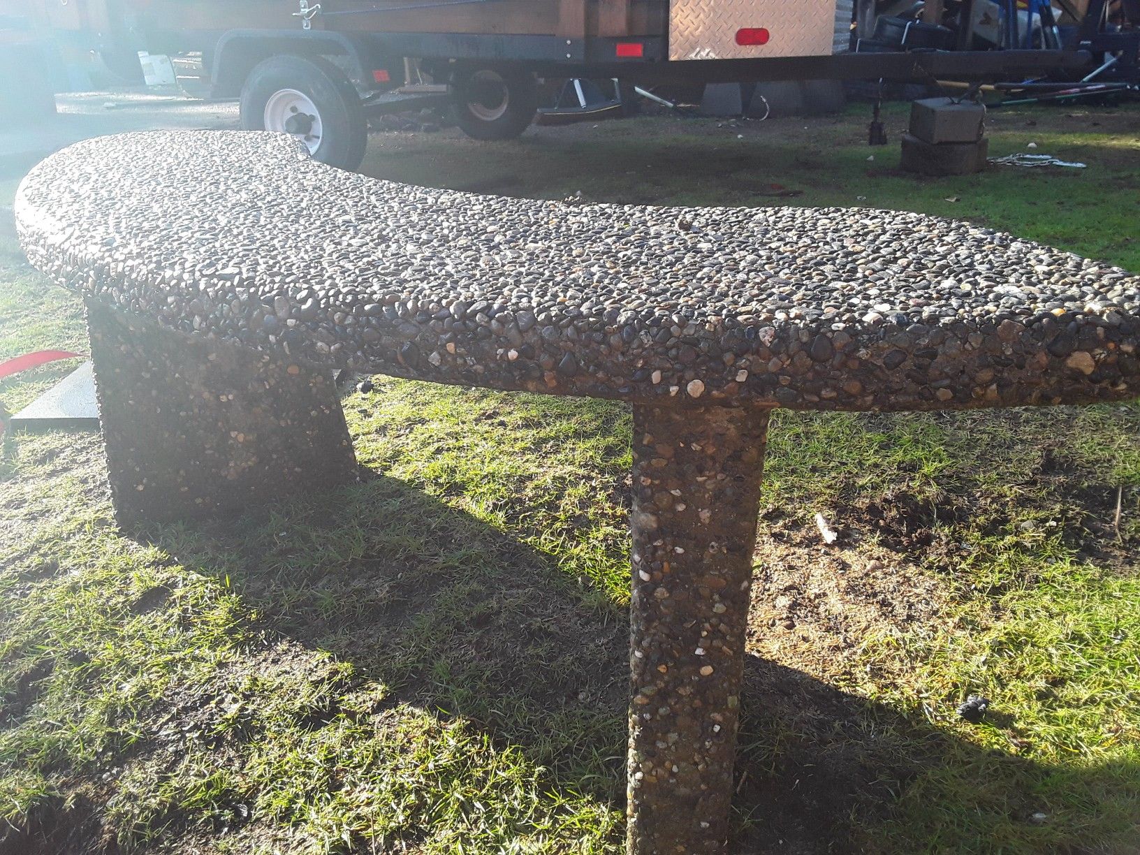Curved concrete exposed Aggregate bench for Sale in Shelton, WA OfferUp