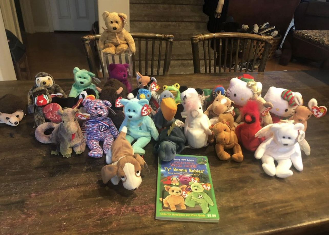 Vintage Beanie Babies Collection With Collectors Book 