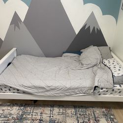 White Twin Bed with Mattress