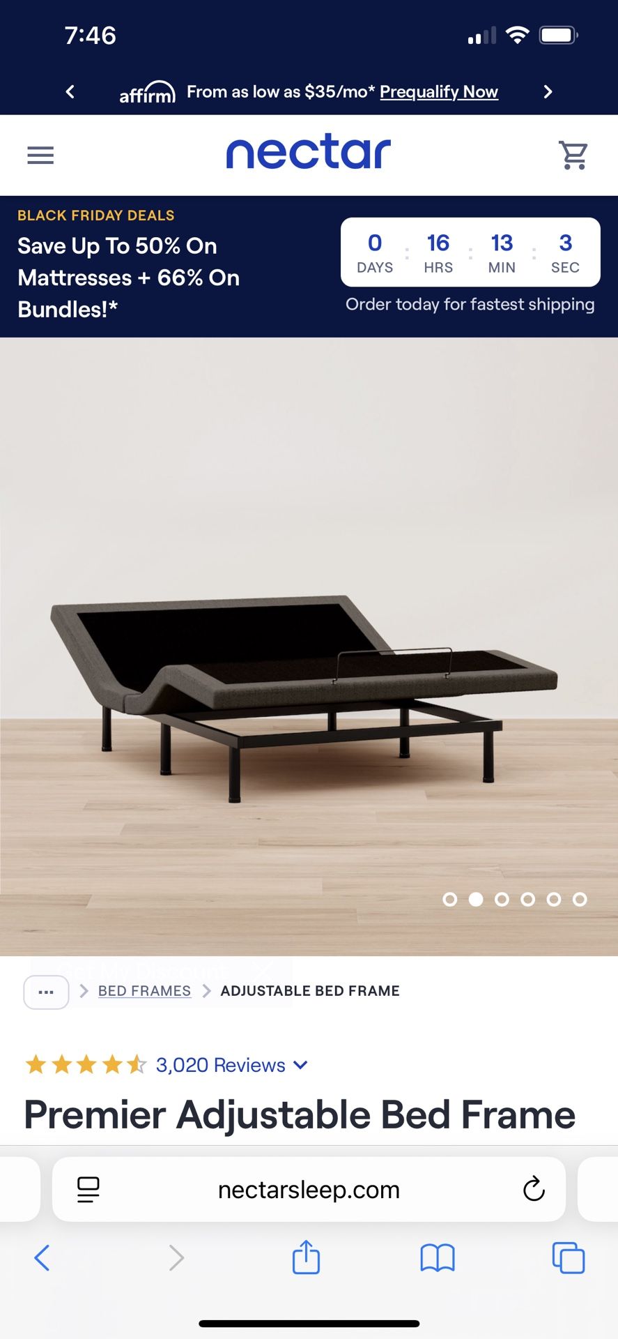 Premier Adjustable Bed Frame Queen New