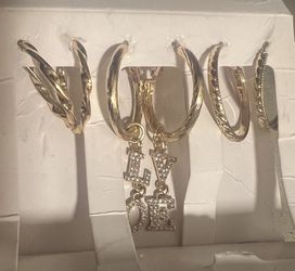 LOVE Gold 3 Piece Earring Set