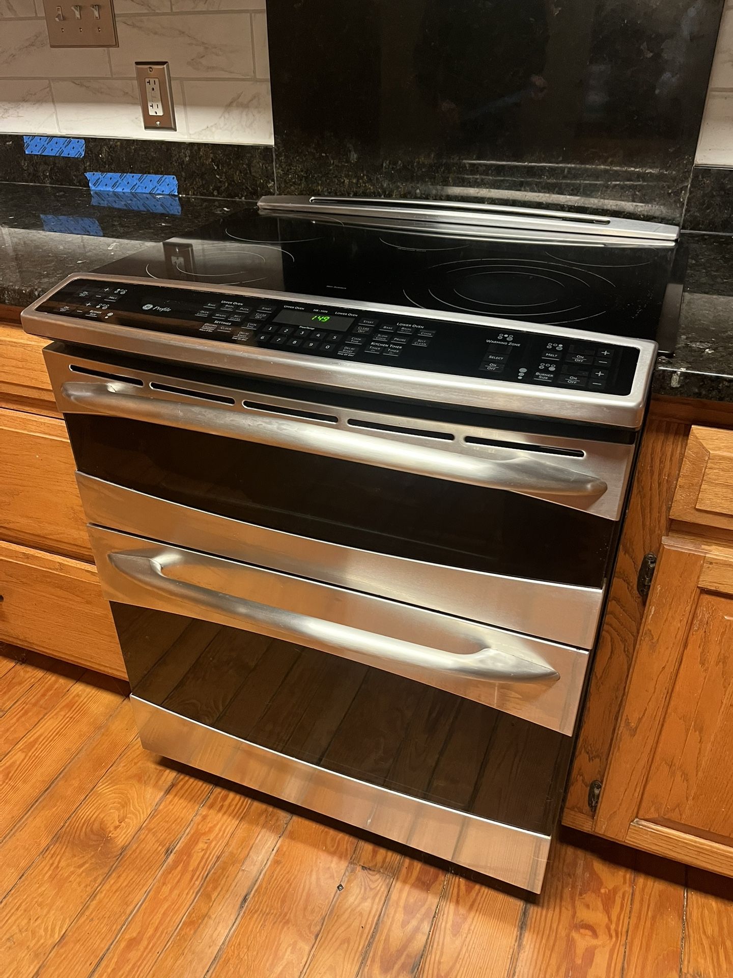 “GE Profile 30″ Slide-In Double-Oven Electric Range (Model P S978S T1SS)