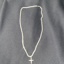 22 Inch Silver 5mm Rope Chain With Silver Cross