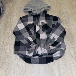 Kids Button Down Hoodie Flannel Size 4/5T