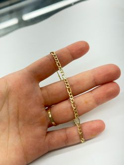 10KT Real Gold Fígaro Bracelet