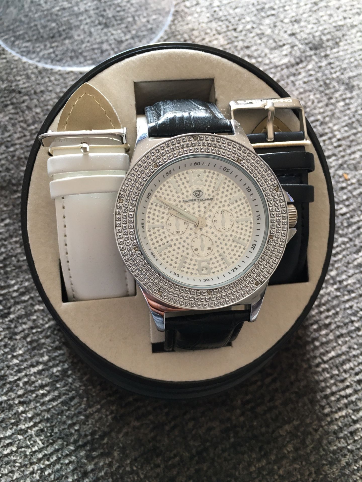 Iced out super techno designer men’s watch w/changeable bands