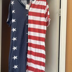 4 Of July Memorial American flag one piece romper with hood. Great for Spring/Summer Size Medium. Male or female
