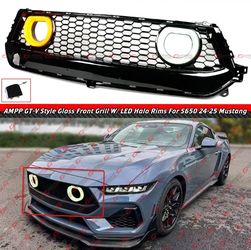24-26 Ford Mustang LED Halo Ring Gloss Black Front Grill