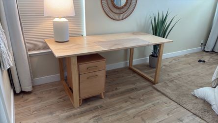 Clean modern desk and file cabinet