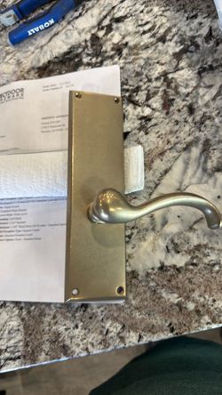 Emtek Tumbled White Bronze Door Lever Handle with Backplate