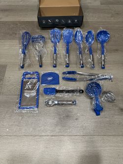 Kaluns 35 Pc Kitchen Utensil Set Blue Stainless Steel Silicone New Open Box