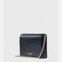 Kate Spade Spencer Metallic Chain Wallet Crossbody~Metal Night~NWT