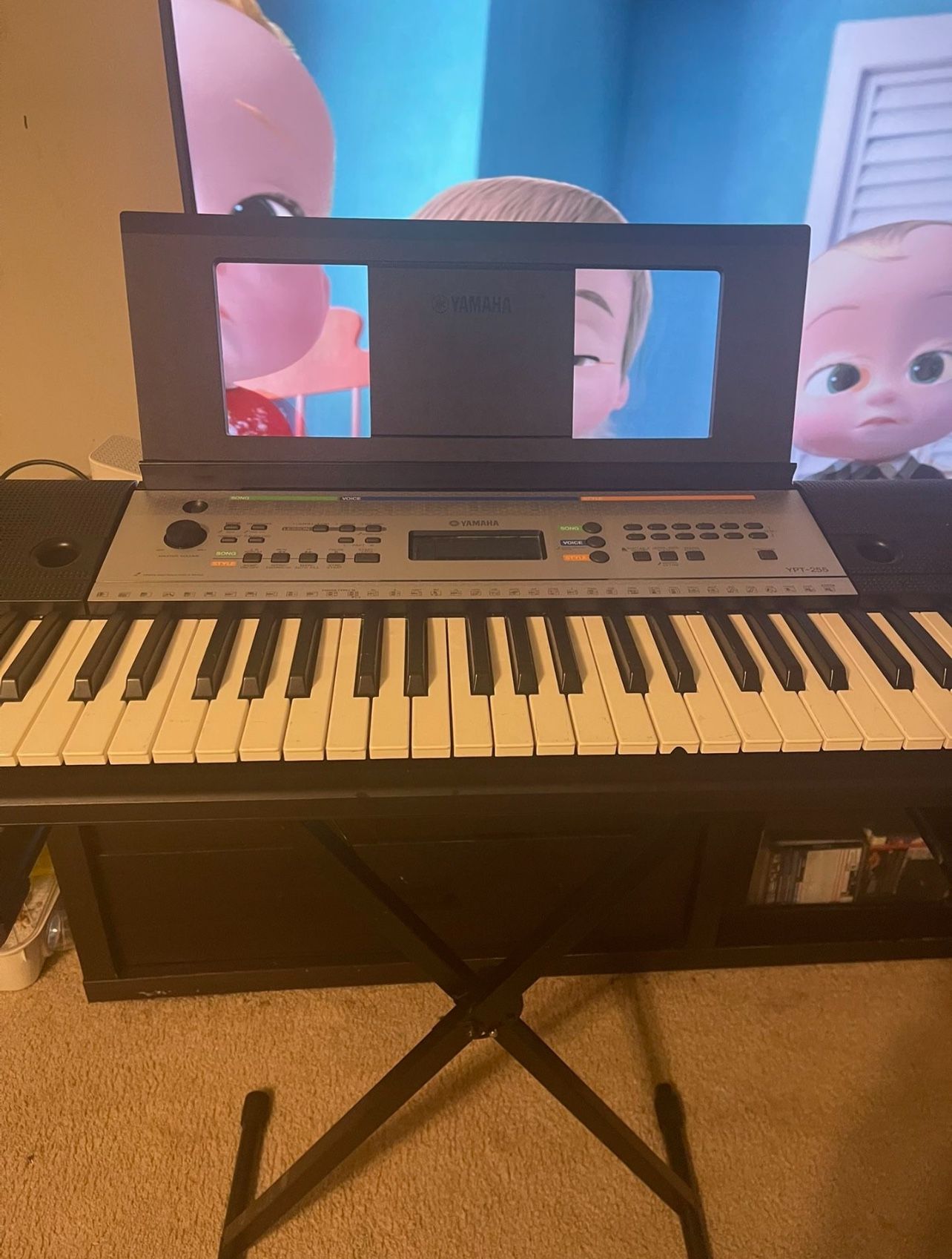 Yamaha YPT-255 Electronic Polyphonic Piano Keyboard – 61 Keys + Stand + Power Cord