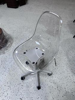 Modern Clear Acrylic Rolling Office Chair | Adjustable Desk Chair with Wheels