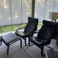 Leather Armchairs And Ottoman