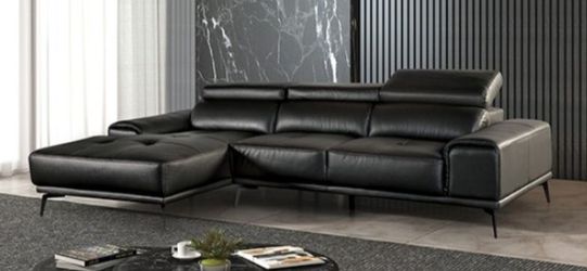 Brand New Black Leather Modern Style Sectional Sofa