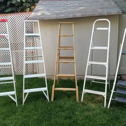 Various Ladders 6' Tall Keller Werner Metal Wood Step Ladders