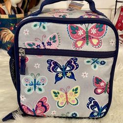 NWOT Pottery Barn Kids Grey Butterfly MACKENZIE Classic Lunch Bag Box No Mono
