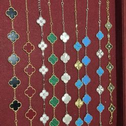 Custom 925 Sterling Sliver four-leaf clover motif bracelets, Van Cleef & Arpels