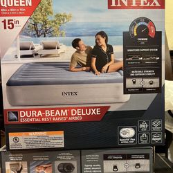 Intex 15" Essential Rest Dura-Beam Airbed Mattress with Internal Pump included- QUEEN