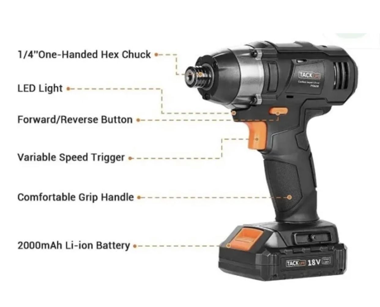 Cordless Drill Tacklife Impact Driver Tacklife PID02B 20V Cordless
