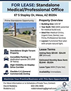 Mesa Medical/Office Space - 67 S Stapley Dr - High Parking".