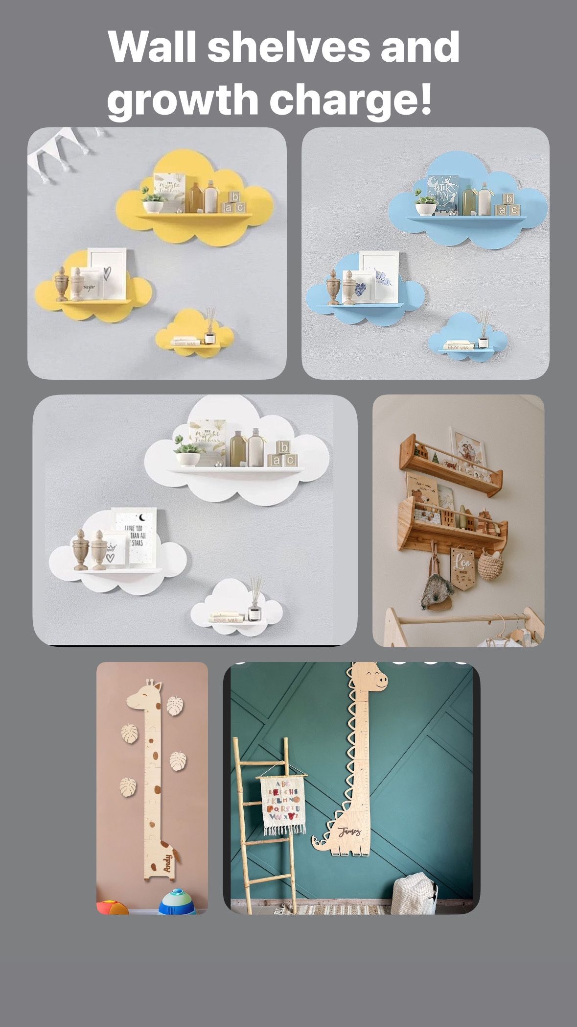 Shelves And Growth Charts For Wall Decor 
