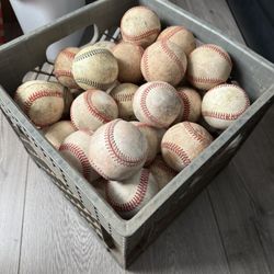 50+ Baseballs + Milk Crate $40