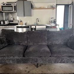 Charcoal Woven Velvet Couch with FREE DELIVERY