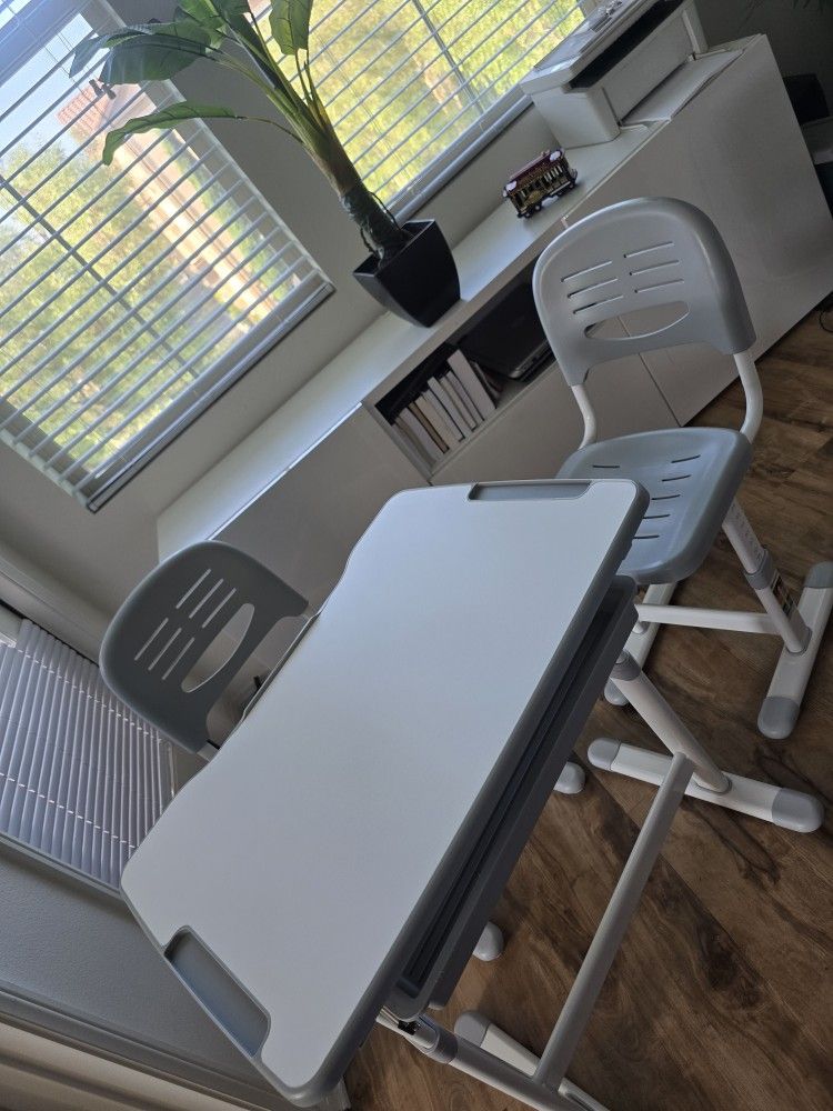 Kids Adjustable Desk + 2 Chairs Adjustable (Almost New)