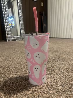 Pink Halloween ghost water bottle