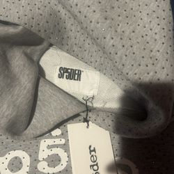 Grey Sp5der Hoodie Rhinestone 