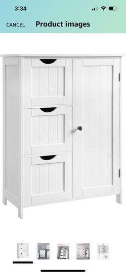 VASAGLE Bathroom Floor Storage Cabinet, Bathroom Cabinet Freestanding, with 3  Large Drawers and 1 Adjustable Shelf, 11.8 x 23.6 x 31.9 Inches, White U  for Sale in Long Beach, CA - OfferUp